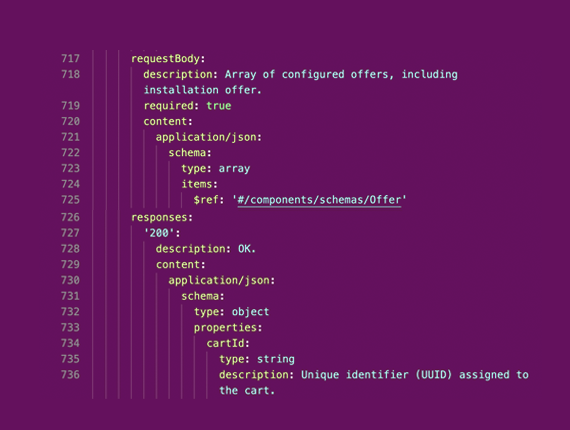 Screenshot of YAML from an API spec