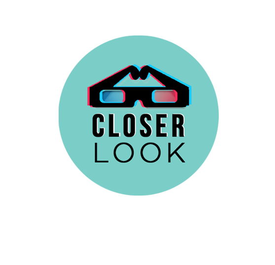 Logo for 'Closer Look' feature.